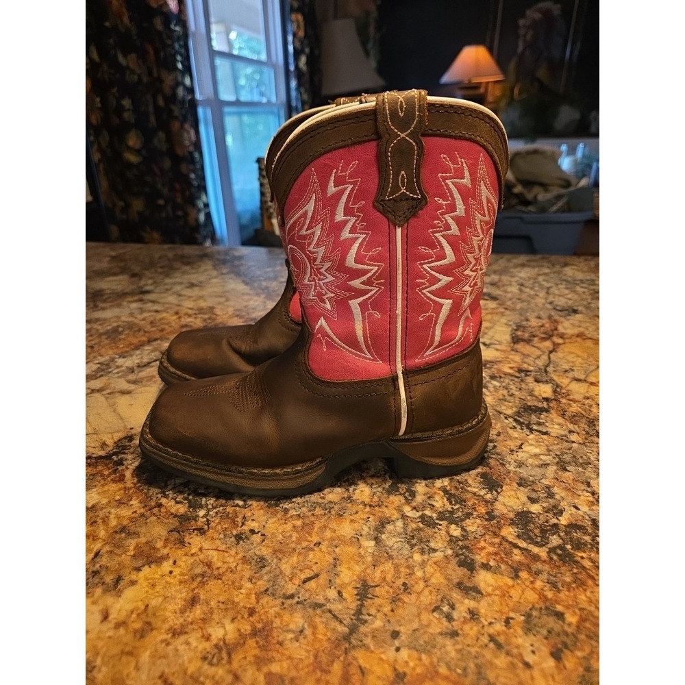 Durango Kids 8" Pull On Boot In 11.5,tan & Pink, Rodeo, Cowgirl, Pageant
